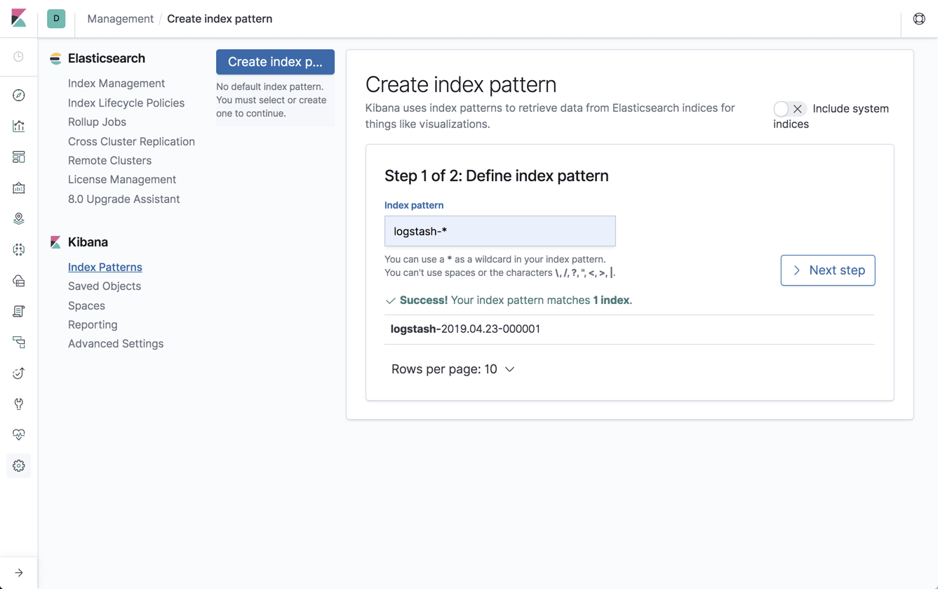 create index pattern