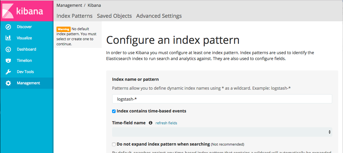 kibana configure index pattern