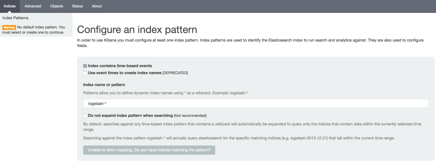 kibana does not fetch mapping