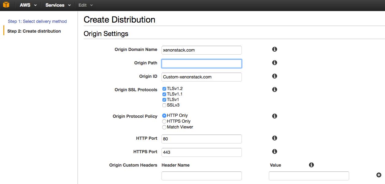 create cloudfront distribution
