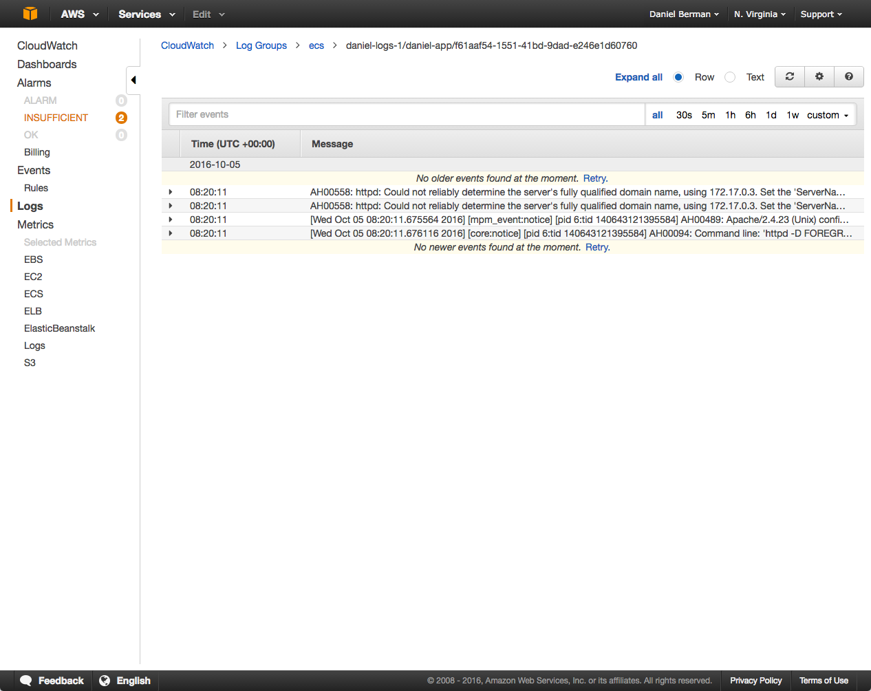 cloudwatch log stream