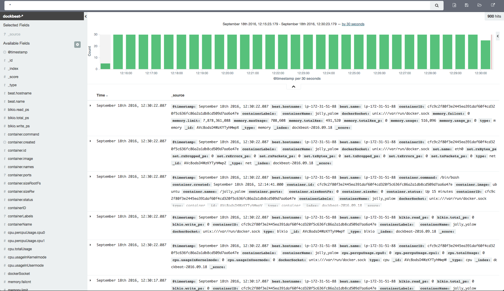 dockbeat logs elasticsearch