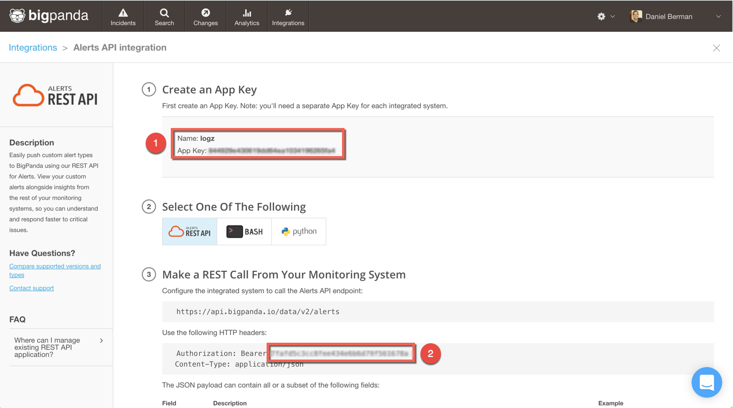 create integration in bigpanda