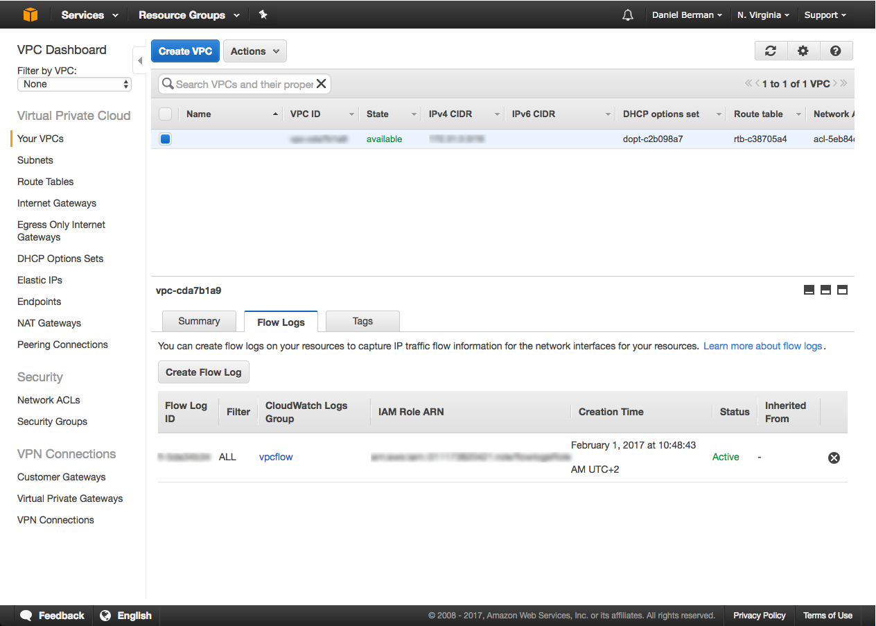 create vpc flow logs