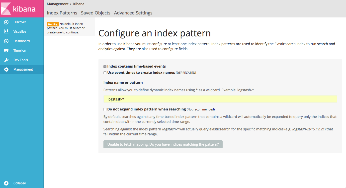 open kibana to log docker