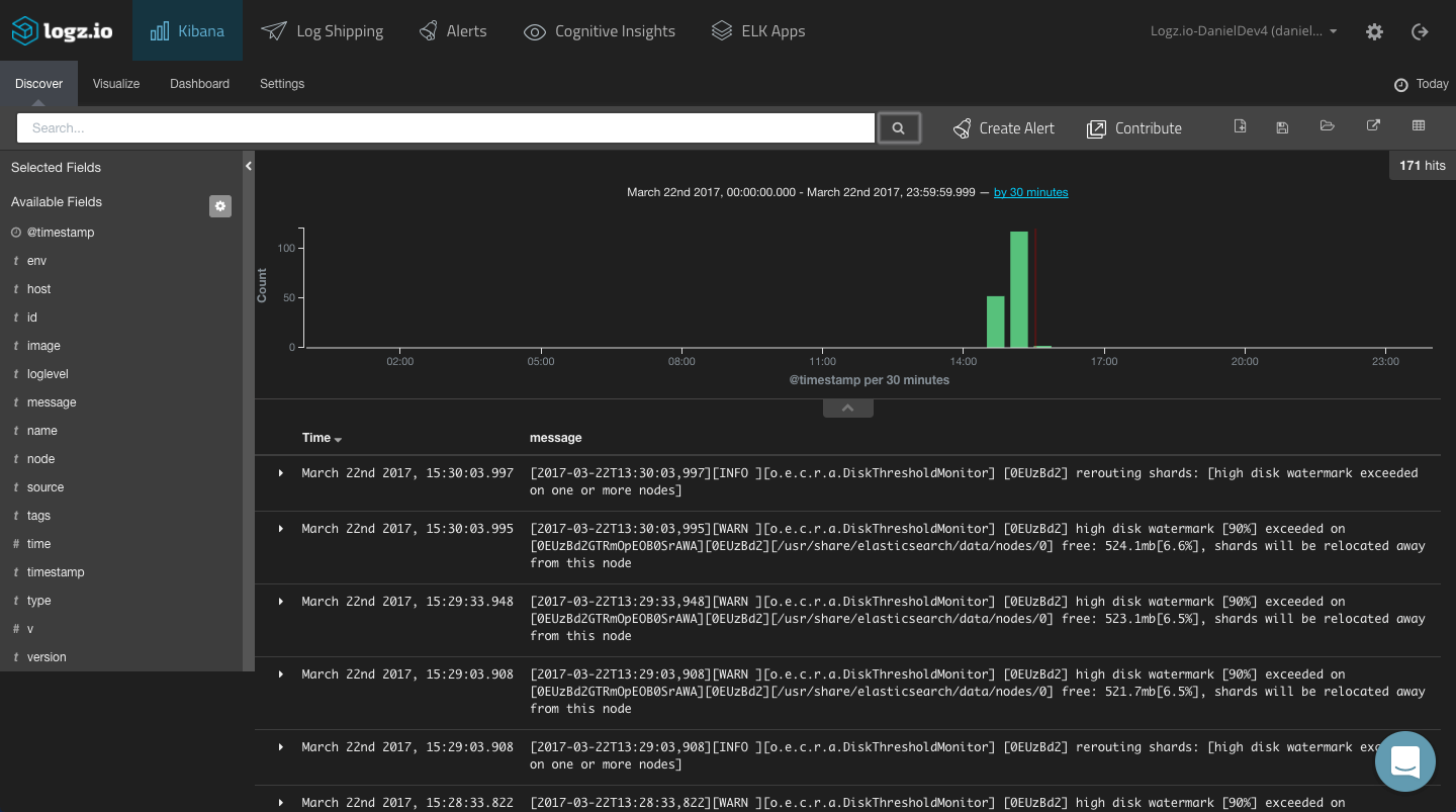 docker container log data