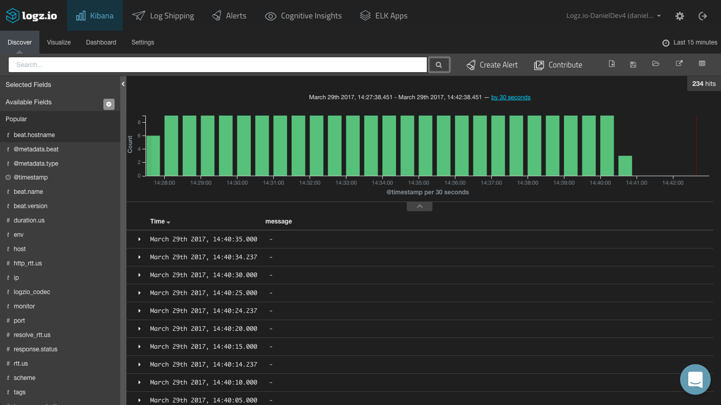 Uptime watch using Heartbeat data at elastic content share