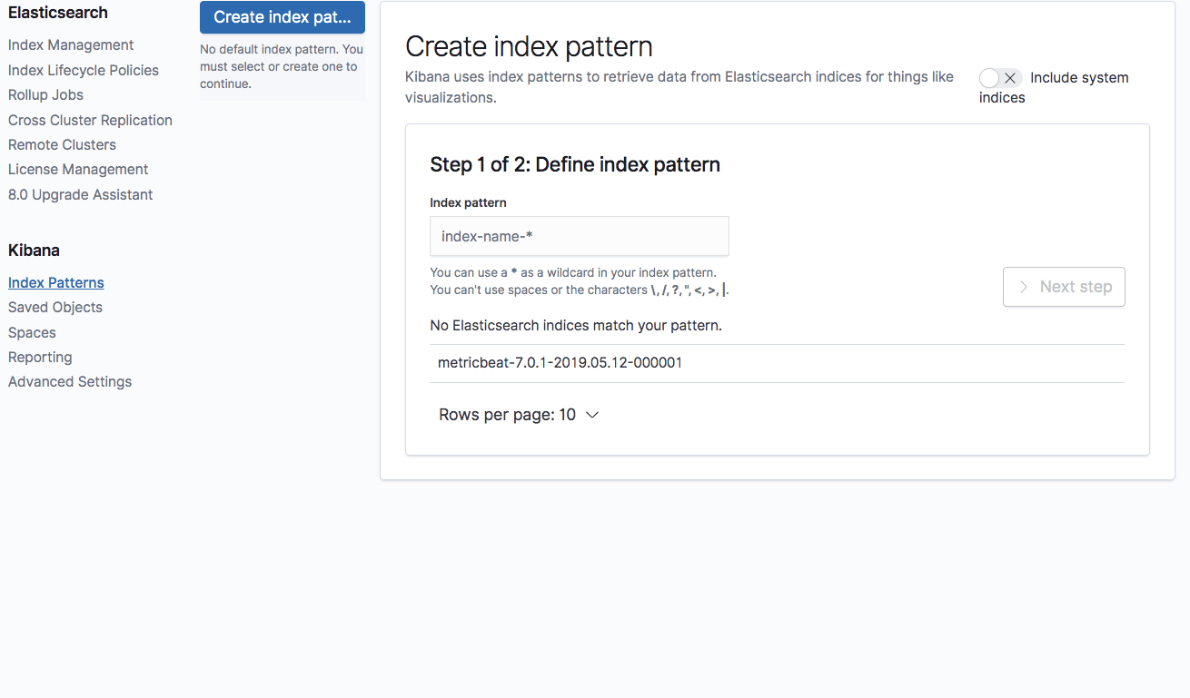 create index pattern
