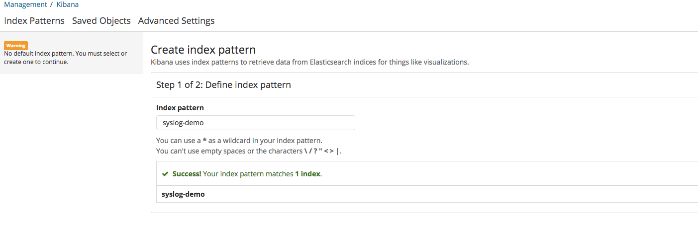 create index pattern