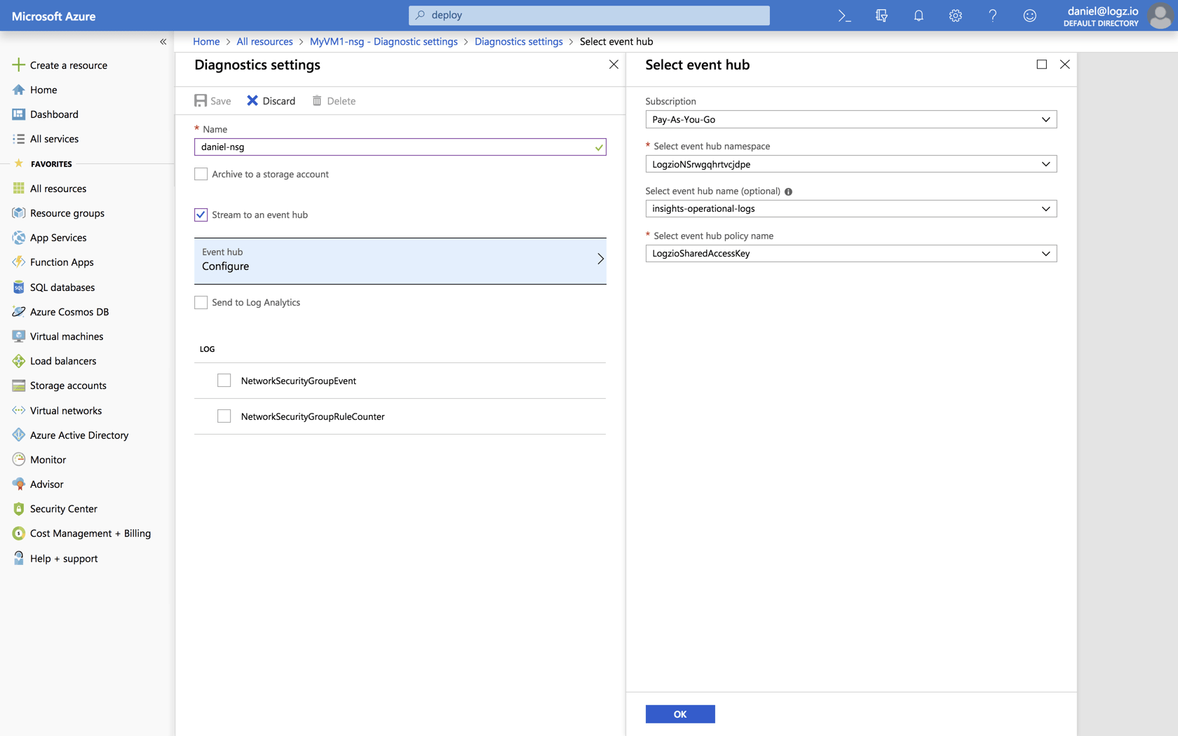 diagnostic settings