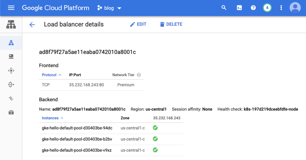 GCP TCP Load Balancer details