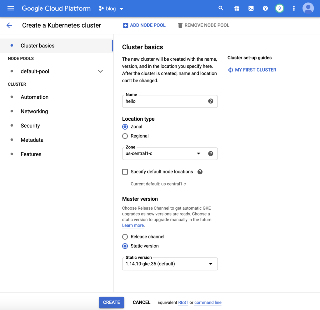 GKE cluster basics